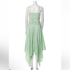 LoveShackFancy Light Green Floral Maxi Skirt